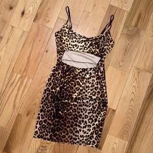 Fashion Nova Womens Mini Cheetah Strap Dress Size L  (stretch Material)